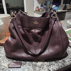 Coach Dark Burgundy Leather Shoulder Bag